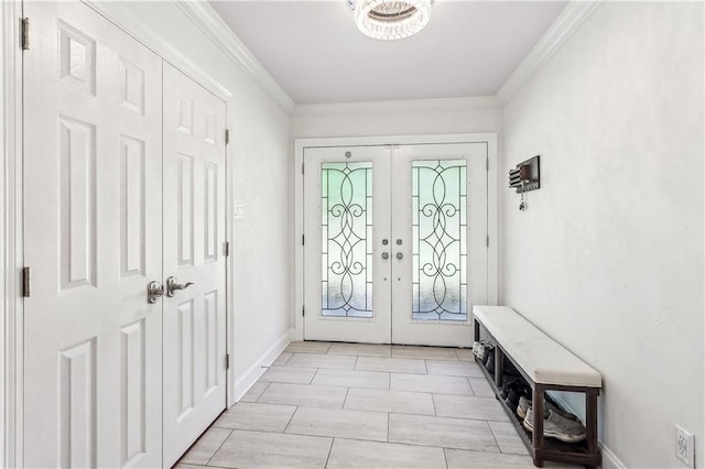 123 Fischer Dr, Pearl River, LA 70452 - interior space with baseboards, crown molding, and french doors