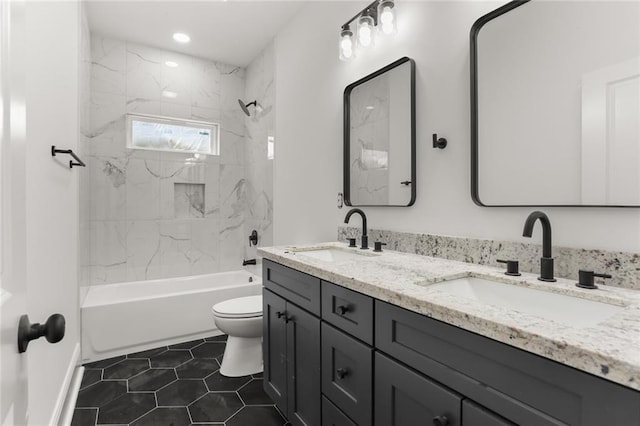 201012 N Dorgenois St, New Orleans, LA 70119 - full bath with toilet, shower / bathtub combination, double vanity, and a sink