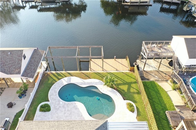 428 Charles Ct, Slidell, LA 70458 - drone / aerial view of a pool area and a nearby body of water