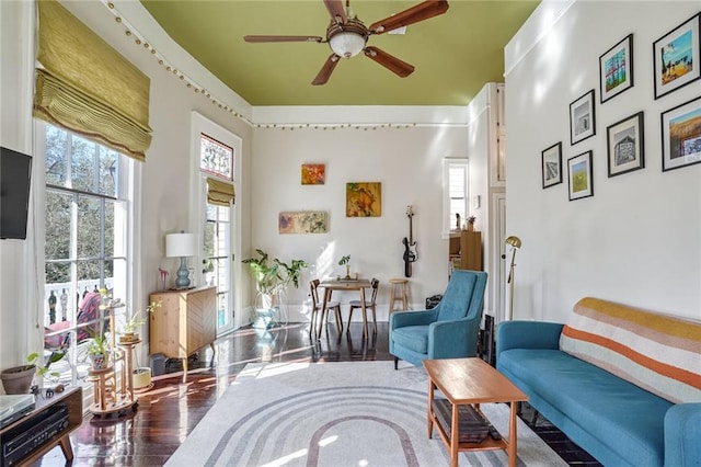 1323 Esplanade Ave Unit C, New Orleans, LA 70116 - living area with a ceiling fan and wood finished floors