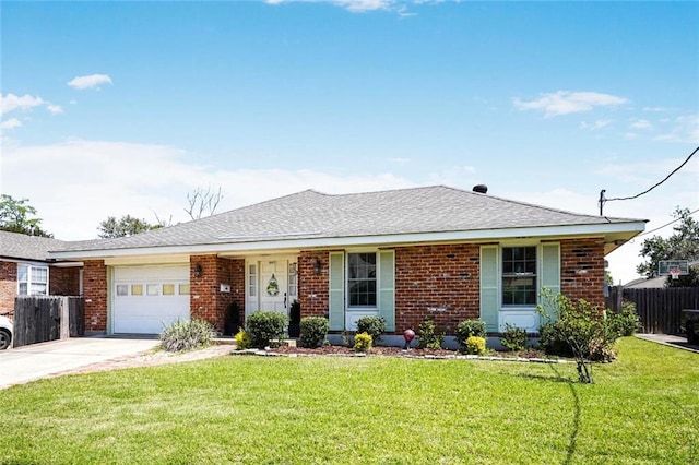 9621 Charlotte Dr, River Ridge, LA 70123 - ranch-style home with a garage, concrete driveway, brick siding, and roof with shingles