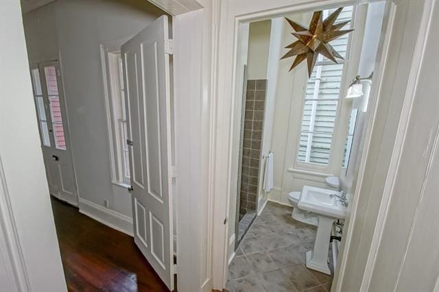bathroom featuring walk in shower