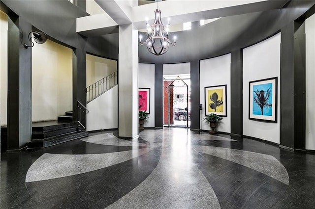 common area with stairs