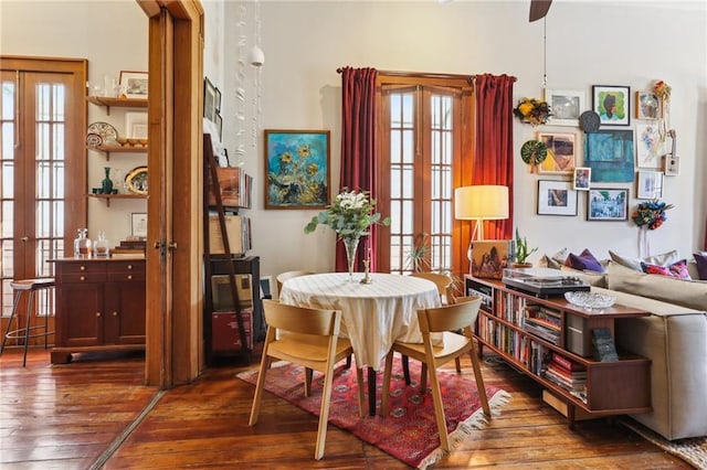 925 Touro St, New Orleans, LA 70116 - dining space featuring plenty of natural light, french doors, ceiling fan, and wood-type flooring