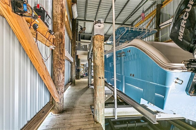 interior space with boat lift
