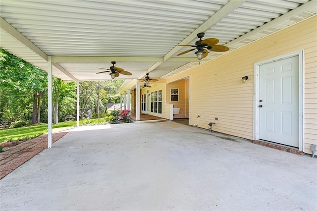 view of patio with ceiling fan