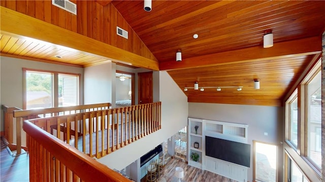31765 River Pines Dr, Springfield, LA 70462 - interior space with lofted ceiling, visible vents, and wood ceiling