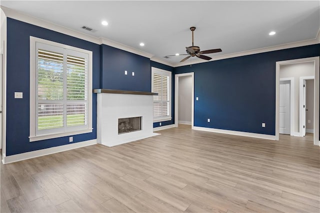72421 Homestead St, Covington, LA 70435 - unfurnished living room with baseboards, ornamental molding, and visible vents