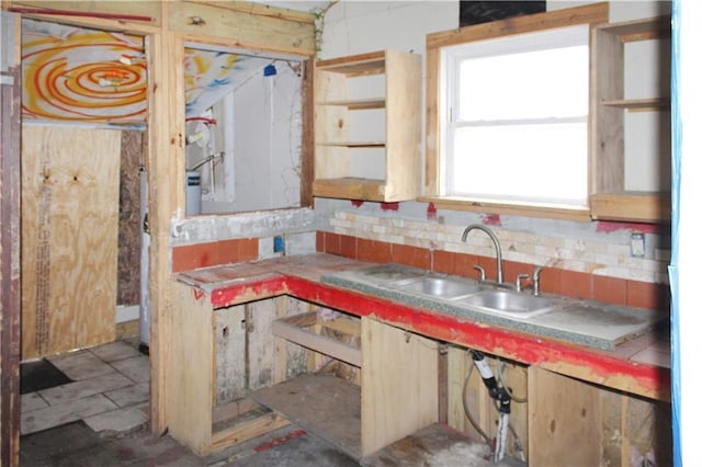 kitchen featuring a sink and tasteful backsplash