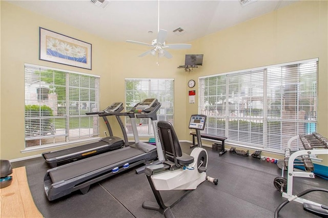 350 Emerald Forest Blvd Unit 9102, Covington, LA 70433 - exercise room with ceiling fan, baseboards, and visible vents