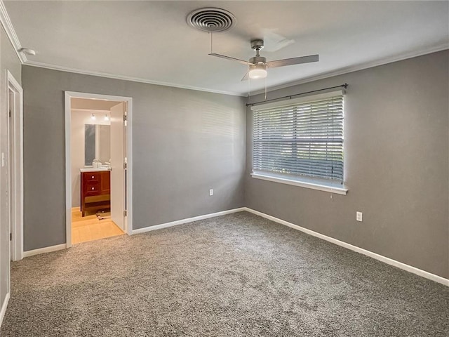 305 Country Club Blvd, Slidell, LA 70458 - unfurnished bedroom featuring carpet floors, ornamental molding, and visible vents