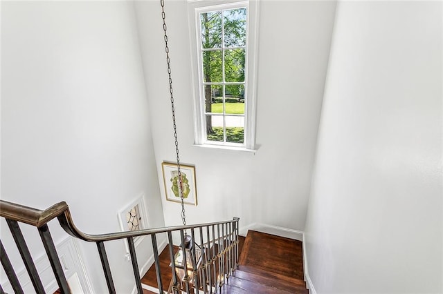 10005 Sauve Oak Ln, River Ridge, LA 70123 - stairway featuring wood finished floors, baseboards, and a wealth of natural light