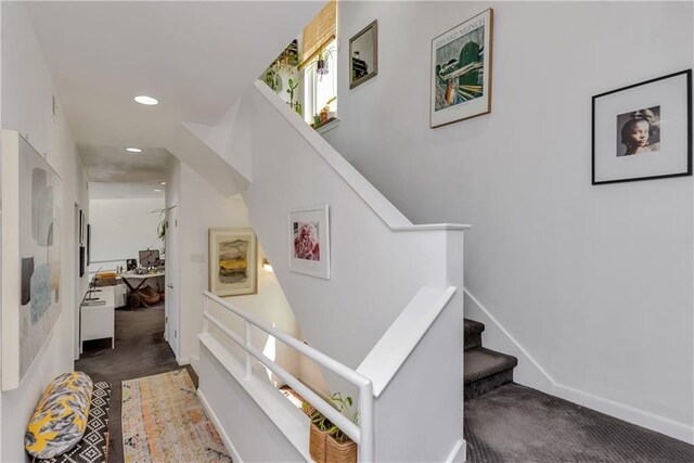 4809 Neyrey Dr, Metairie, LA 70002 - staircase featuring recessed lighting and carpet floors