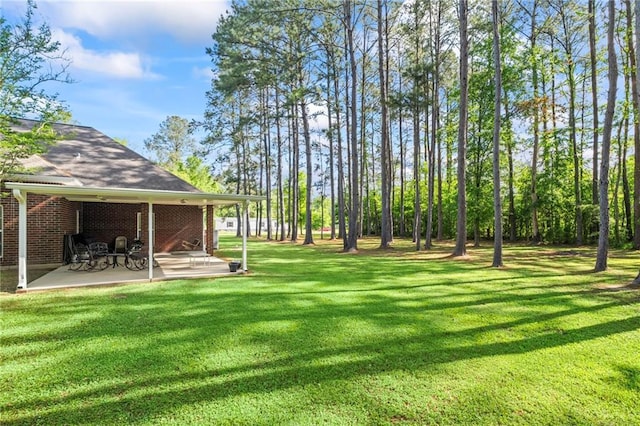 view of yard with a patio area