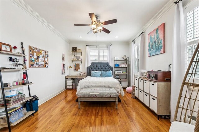3439 Octavia St, New Orleans, LA 70125 - bedroom with light wood-style flooring, baseboards, and ornamental molding