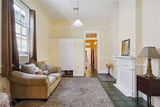 living area with visible vents