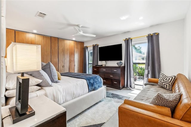 66 Carolyn Ct, Arabi, LA 70032 - bedroom featuring recessed lighting, a ceiling fan, and access to exterior