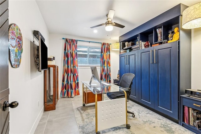 66 Carolyn Ct, Arabi, LA 70032 - office area featuring a ceiling fan and light tile patterned floors