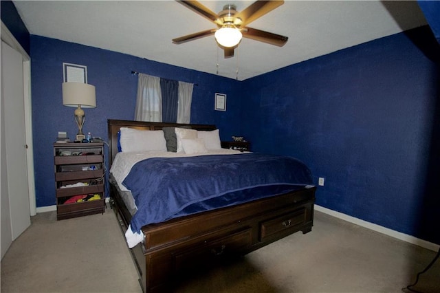 3209 Jennifer Ct, Marrero, LA 70072 - bedroom featuring carpet, baseboards, and ceiling fan