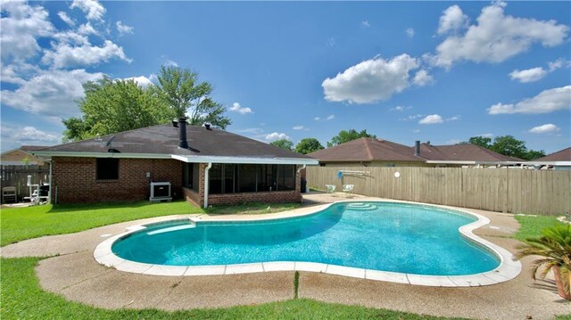 3209 Jennifer Ct, Marrero, LA 70072 - view of pool with a sunroom and central air condition unit