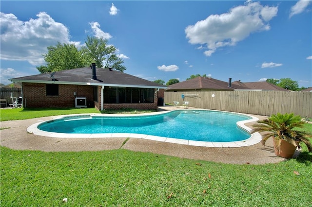 3209 Jennifer Ct, Marrero, LA 70072 - view of pool with central AC unit and a sunroom