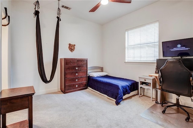 265 Remington Dr, Mandeville, LA 70448 - carpeted bedroom featuring visible vents, baseboards, and ceiling fan