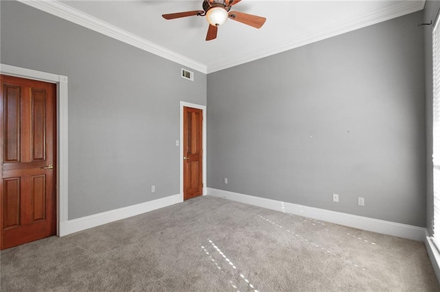 4540 Barataria Blvd, Marrero, LA 70072 - unfurnished bedroom featuring crown molding, carpet floors, baseboards, and ceiling fan