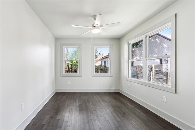 3824 Nashville Ave, New Orleans, LA 70125 - empty room with ceiling fan, baseboards, and dark wood-type flooring