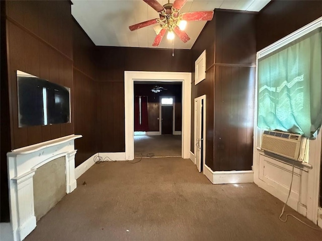 520002 Magazine St, New Orleans, LA 70115 - hall with carpet floors, cooling unit, and wooden walls