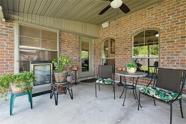 view of patio / terrace with a ceiling fan