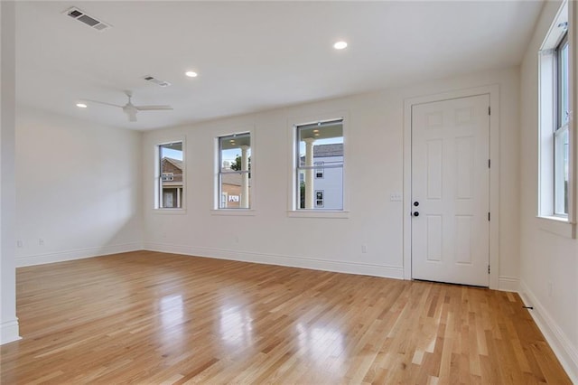 2900 General Taylor St, New Orleans, LA 70115 - empty room featuring ceiling fan, visible vents, plenty of natural light, and light wood finished floors