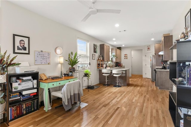 2900 General Taylor St, New Orleans, LA 70115 - interior space with visible vents, a ceiling fan, light wood-style flooring, and recessed lighting