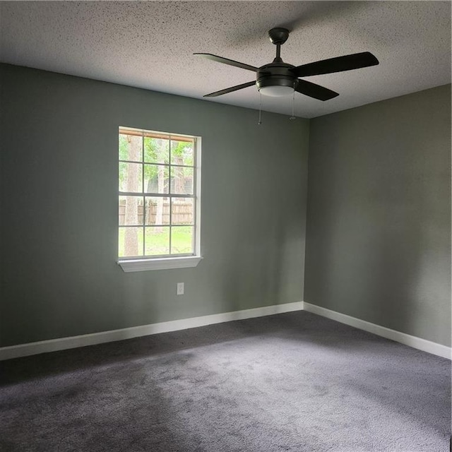 34084 Reilly Rd, Slidell, LA 70460 - empty room featuring carpet floors, a textured ceiling, a ceiling fan, and baseboards