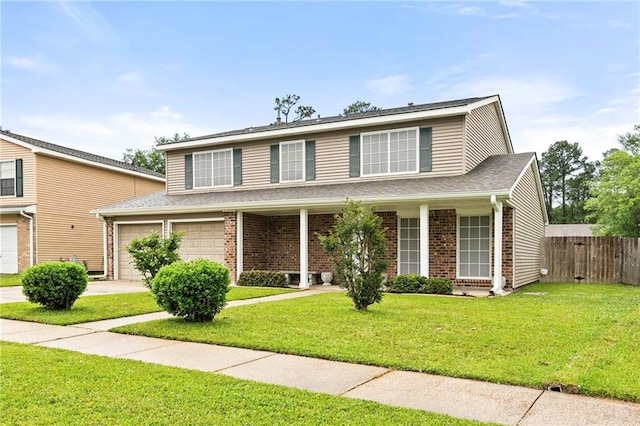 430 Holmes Dr, Slidell, LA 70460 - traditional-style house featuring fence, a front lawn, and brick siding