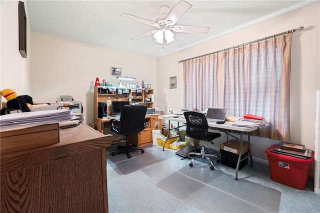 430 Holmes Dr, Slidell, LA 70460 - office with a textured ceiling and a ceiling fan