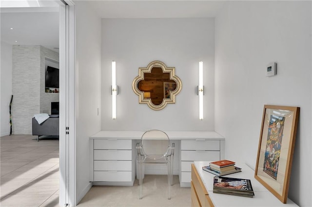 1704 Milan St, New Orleans, LA 70115 - details with built in desk and a fireplace