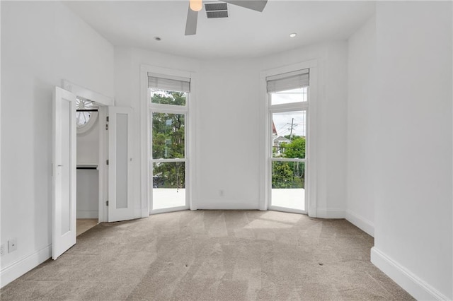 1704 Milan St, New Orleans, LA 70115 - interior space featuring recessed lighting, carpet floors, baseboards, visible vents, and a ceiling fan