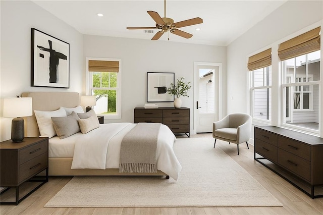 640 Bocage Ct N, Covington, LA 70433 - bedroom featuring light wood finished floors, recessed lighting, and a ceiling fan