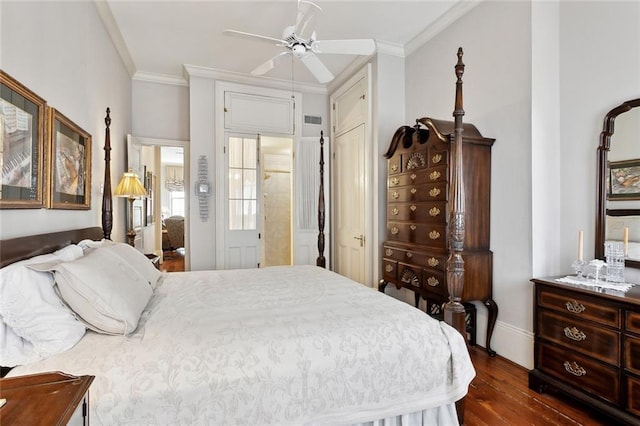 931 Chartres Street 13&14, New Orleans, LA 70116 - bedroom featuring dark wood finished floors, baseboards, visible vents, a closet, and ornamental molding
