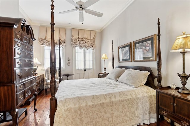 931 Chartres Street 13&14, New Orleans, LA 70116 - bedroom featuring a ceiling fan, hardwood / wood-style flooring, and ornamental molding