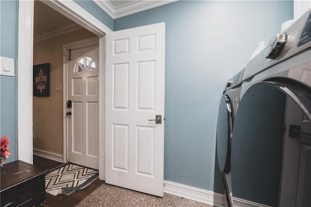5613 W Esplanade Ave, Metairie, LA 70003 - laundry area with baseboards, ornamental molding, and laundry area
