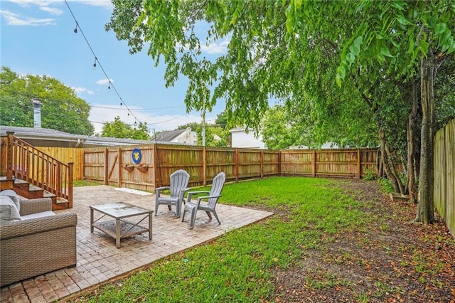 5839 Vicksburg St, New Orleans, LA 70124 - view of yard with outdoor lounge area, a patio, and a fenced backyard