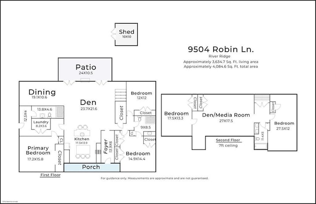 9504 Robin Ln, River Ridge, LA 70123 - floor plan / room layout
