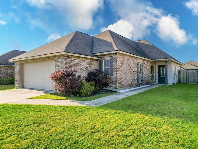 view of home's exterior featuring brick siding, driveway, and a garage