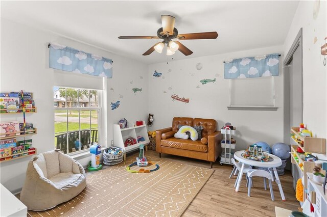4716 Elmwood Pkwy, Metairie, LA 70003 - game room featuring wood finished floors and ceiling fan