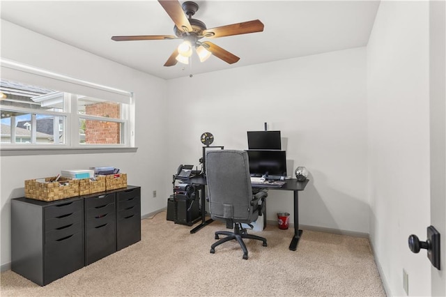 4716 Elmwood Pkwy, Metairie, LA 70003 - office area with light colored carpet, baseboards, and a ceiling fan