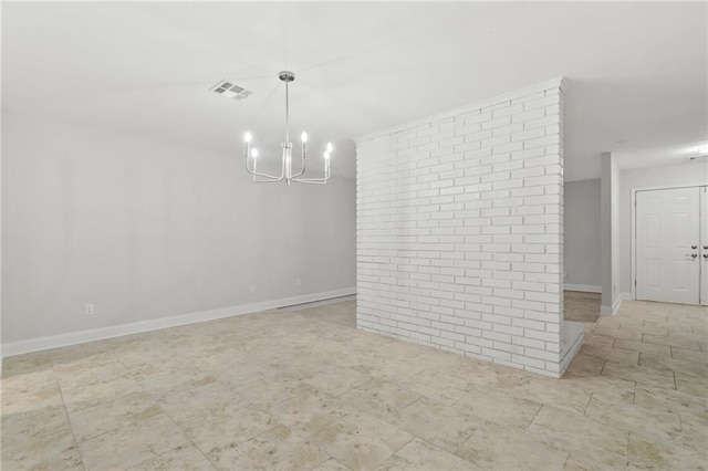 1534 Holiday Pl, New Orleans, LA 70131 - unfurnished dining area with an inviting chandelier, visible vents, and baseboards