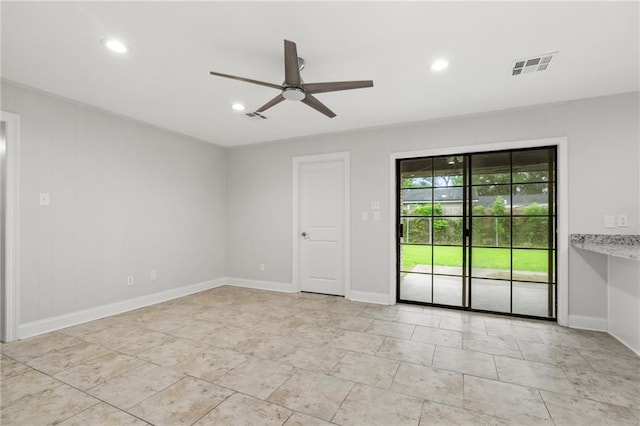1534 Holiday Pl, New Orleans, LA 70131 - empty room with baseboards, visible vents, recessed lighting, and ceiling fan
