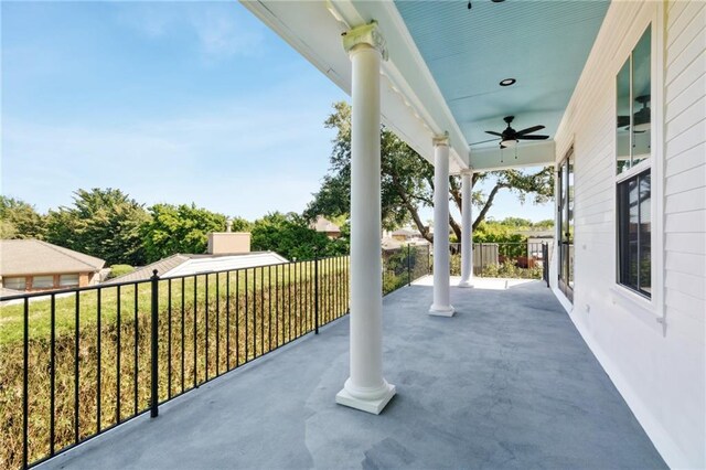 view of patio with a ceiling fan