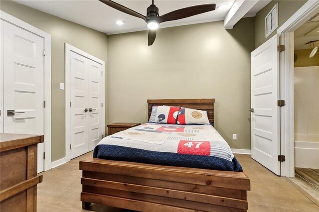 7930 Breakwater Drive 52&53, New Orleans, LA 70124 - bedroom with recessed lighting, visible vents, a ceiling fan, and baseboards